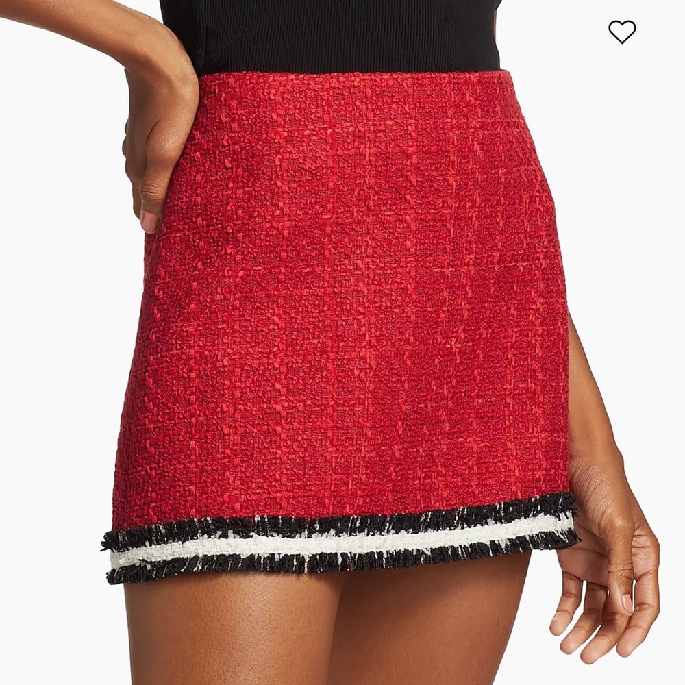 Alice + Olivia Red Tweed Mini Skirt
